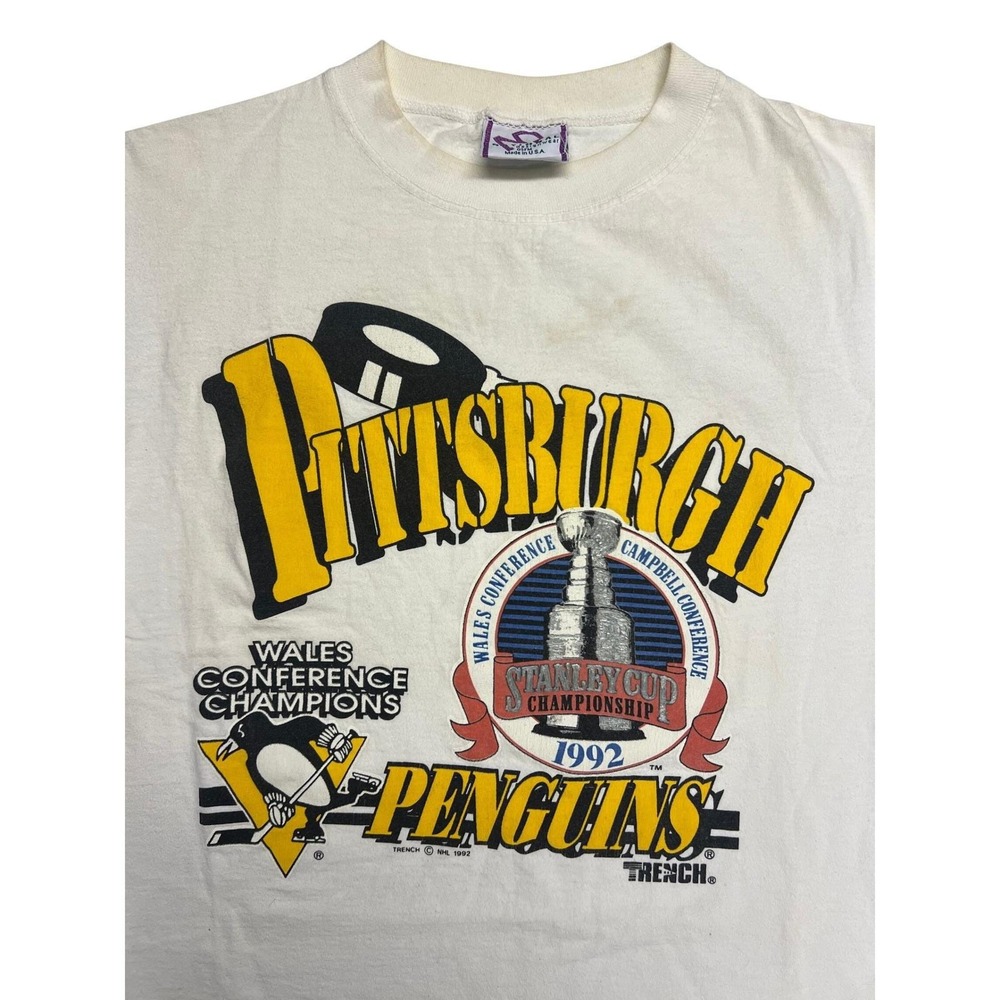 VTG‎ 1992 Pittsburgh Penguins Stanley Cup Champions T Shirt Single Stitch OSFM